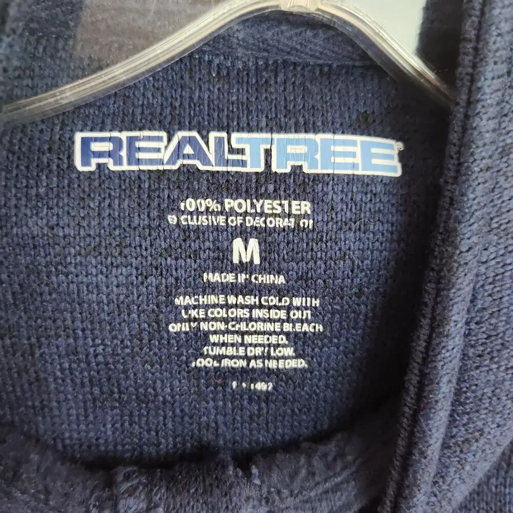 RealTree 1/4-Zip‎ Sweater Men's M Dark Blue long Sleeves Embroidered Logo